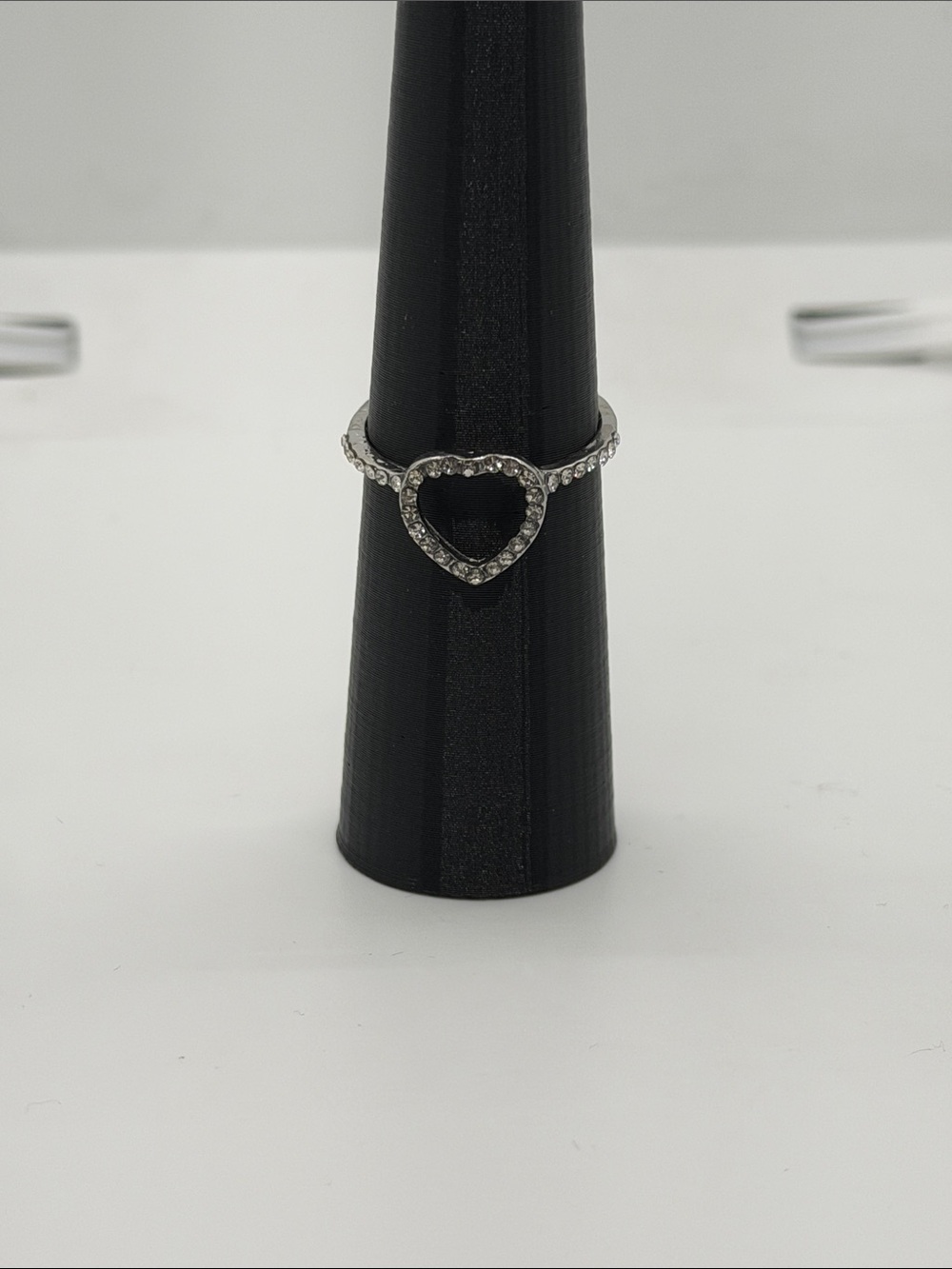 Heart Halo Crystal Ring - Silver Tone size 10